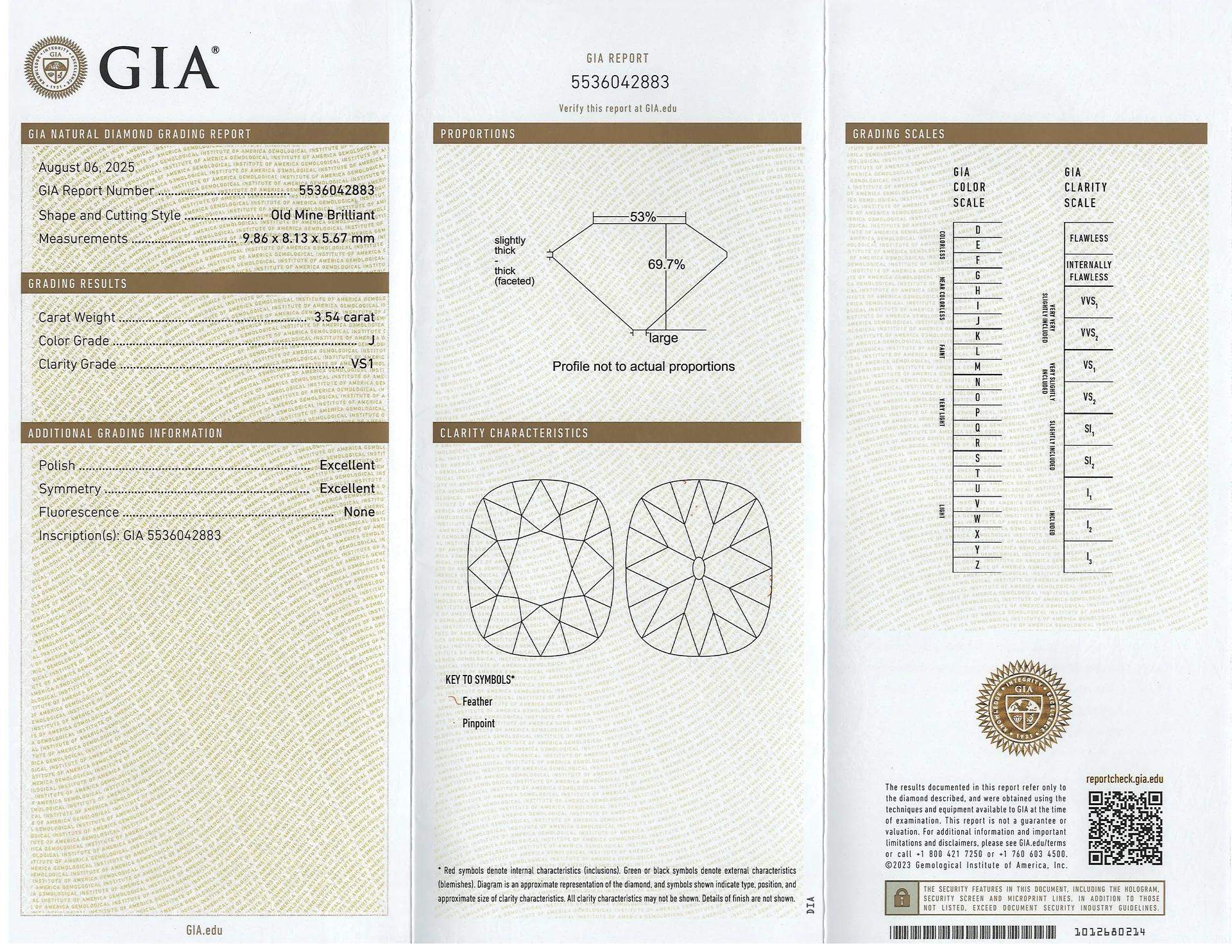 Taglio vecchia miniera Anello con diamante Old Mine Cut certificato GIA da 3,54 carati in oro giallo 18 carati in vendita
