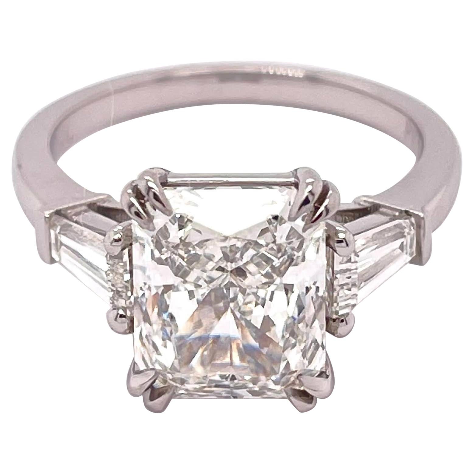 GIA Certified 3.54 Carat Radiant Diamond Engagement Ring 