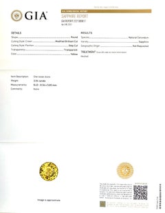 Natural Yellow Sapphire Gemstone 3.54 carats with GIA Report