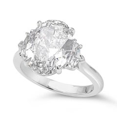 Roman Malakov GIA 3.54 Carats Oval Cut Diamond Three-Stone Engagement Ring