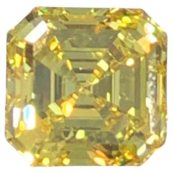 GIA Certified 3.55 Carat Square Emerald Cut Natural Fancy Vivid Yellow Diamond