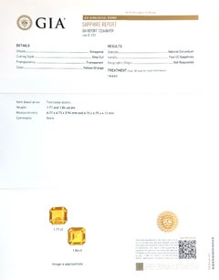 GIA Certified Natural 3.55 Carats Heated Yellow-Orange Sapphire Matching Pair