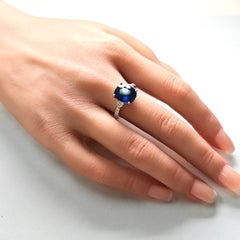 GIA Certified 3.56 Carat Sapphire Fancy Diamond White Gold Ring