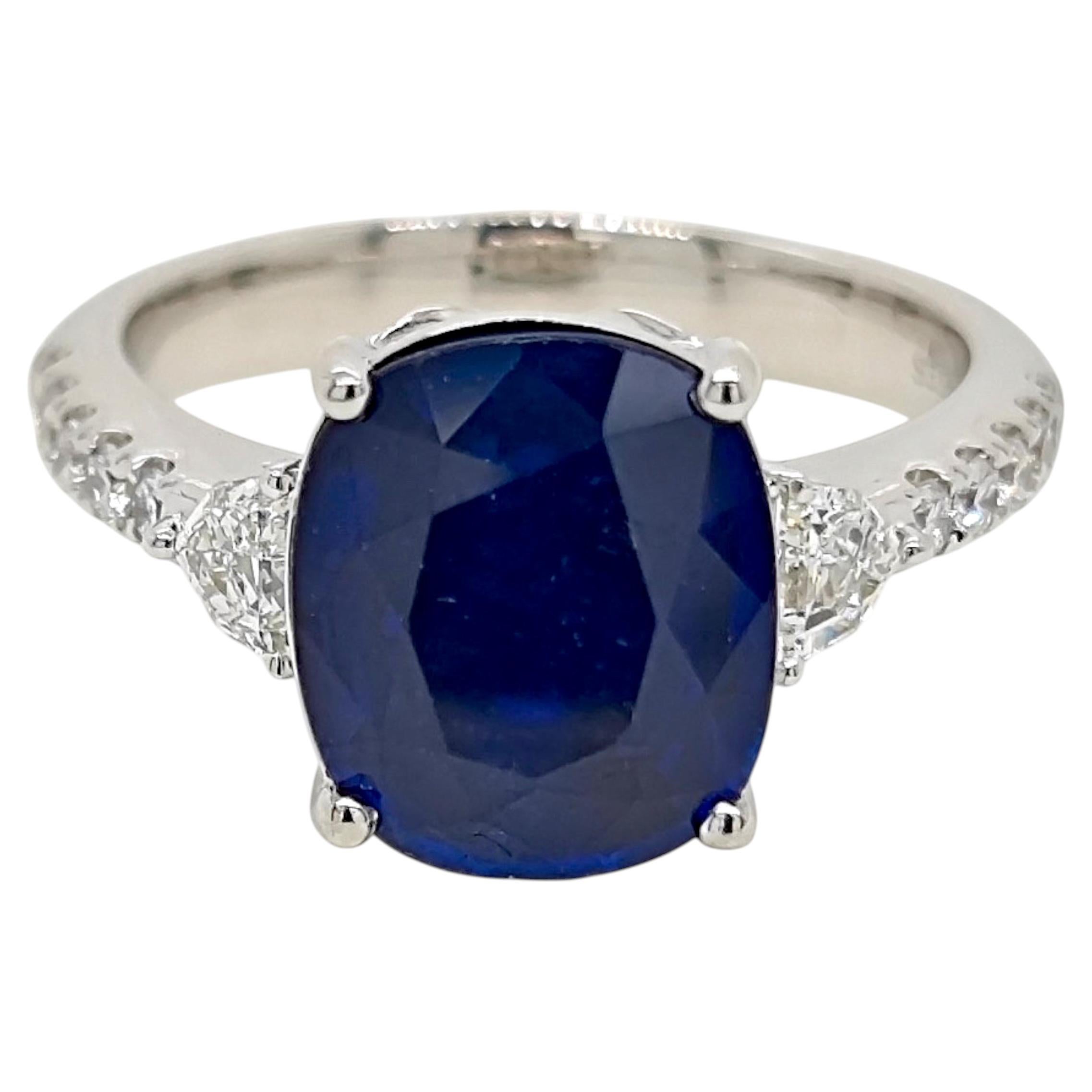 GIA Certified 3.56 Carat Sapphire Fancy Diamond White Gold Ring