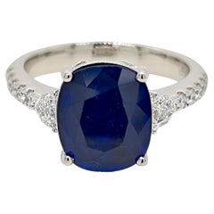 GIA Certified 3.56 Carat Sapphire Fancy Diamond White Gold Ring