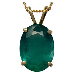 GIA zertifiziert 3,56ct Deep Green Oval Cut Emerald 18k Gold Anhänger Halskette