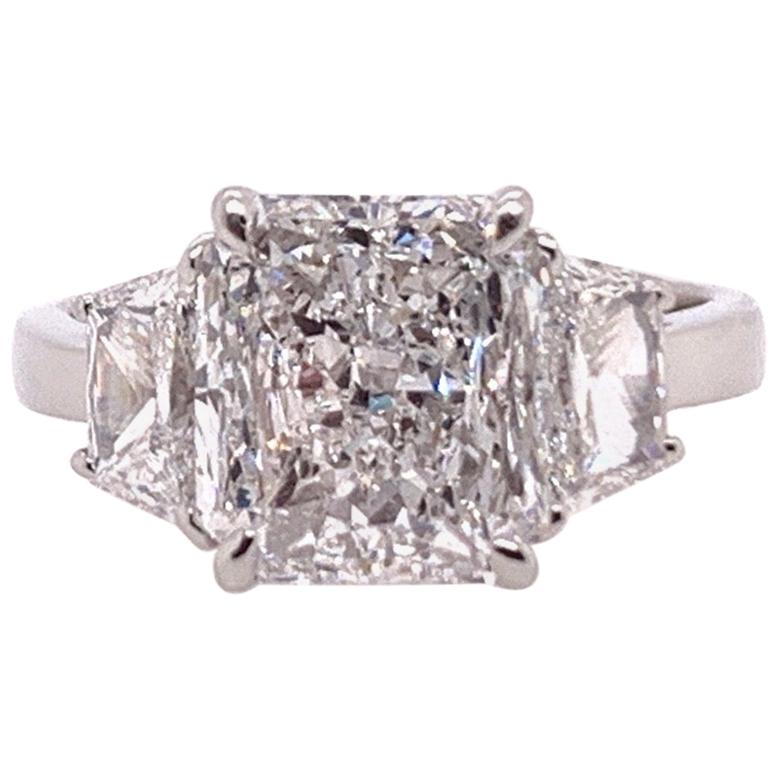 GIA Certified 3.57 Carat D SI1 Natural Diamond Modern Platinum Engagement Ring