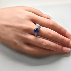 GIA Certified 3.57 Carat Sapphire Round Diamond White Gold Ring
