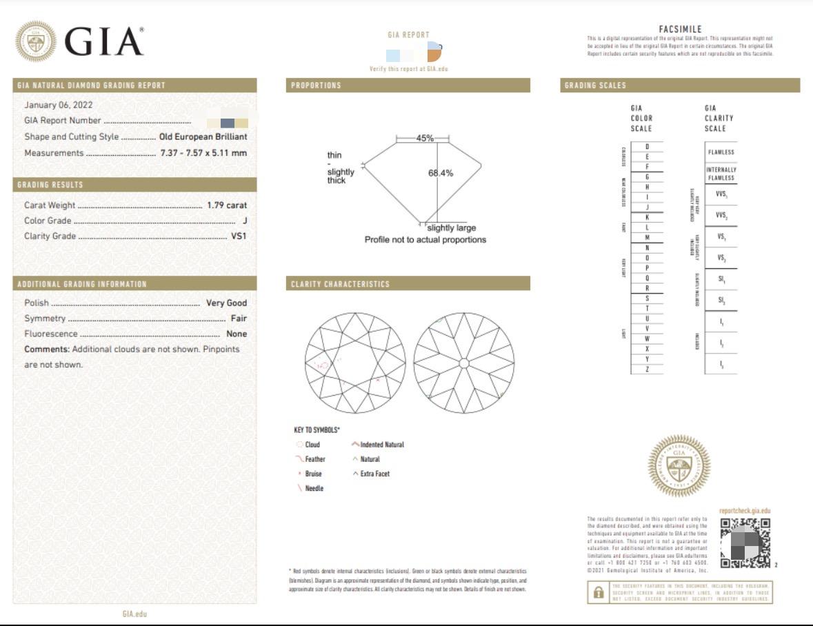 GIA-zertifizierte 3,58 Karat natürliche Diamanten im Altschliff (Optionalisierungsoption) im Angebot 1