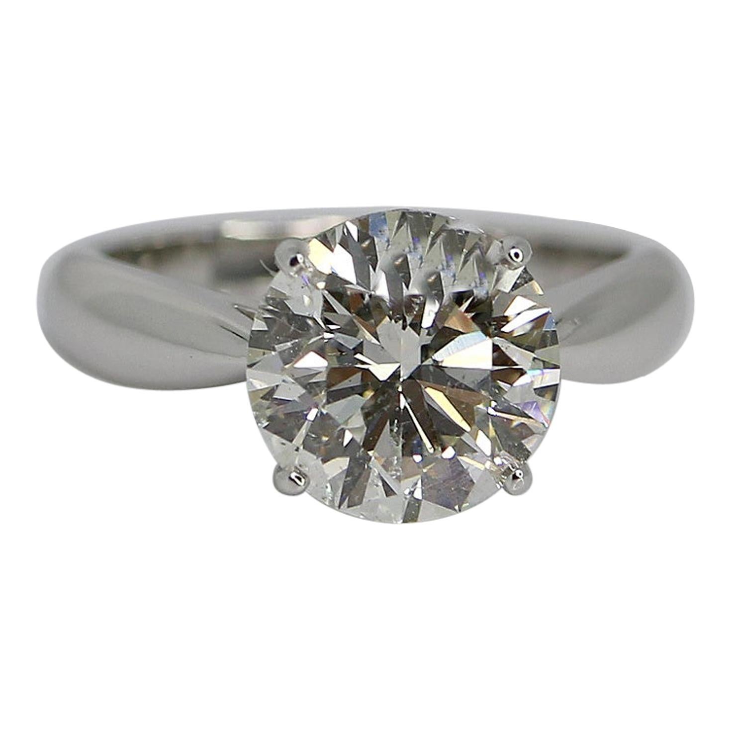 GIA Certified 3.58 Carat Round Brilliant Diamond Ring For Sale