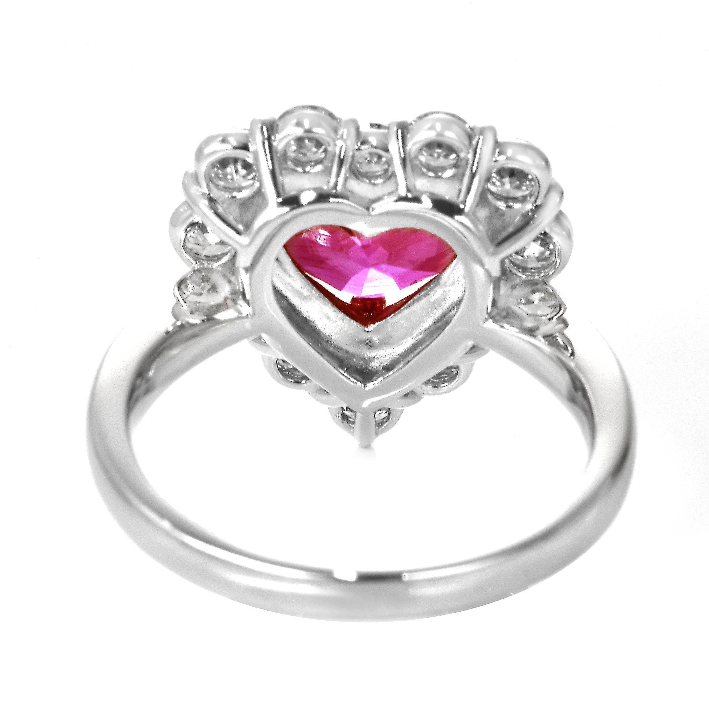 GIA Certified 3.58 Carat Untreated Ruby & Diamond Cocktail Ring Made in Platinum For Sale 4