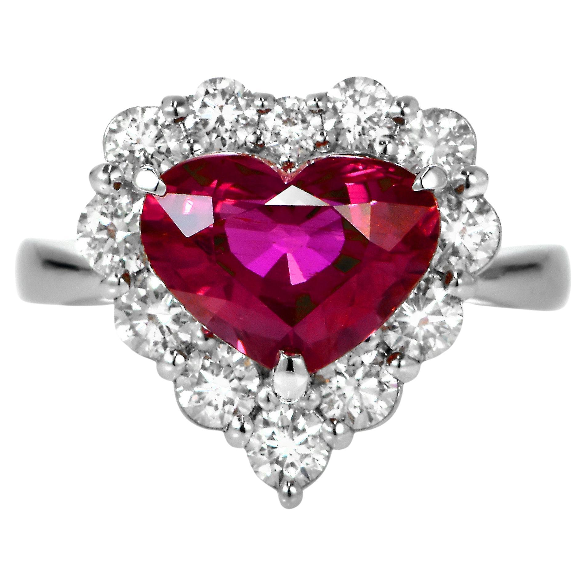 GIA Certified 3.58 Carat Untreated Ruby & Diamond Cocktail Ring Made in Platinum