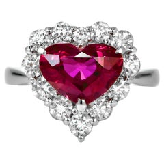 GIA-zertifizierter 3.58 Karat unbehandelter Rubin & Diamant-Cocktailring aus Platin