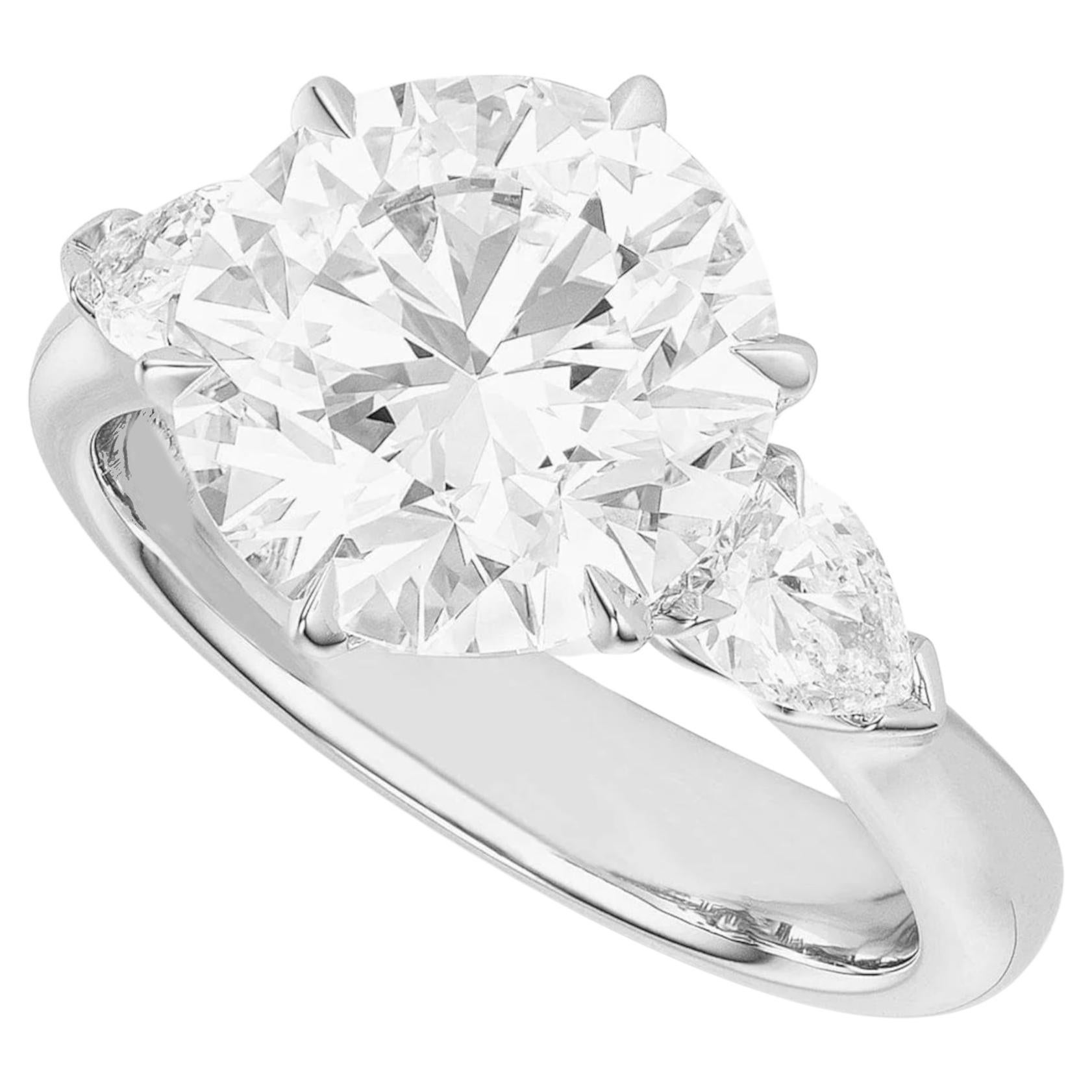 GIA Certified 3.58 Round Brilliant Cut Diamond Platinum Ring