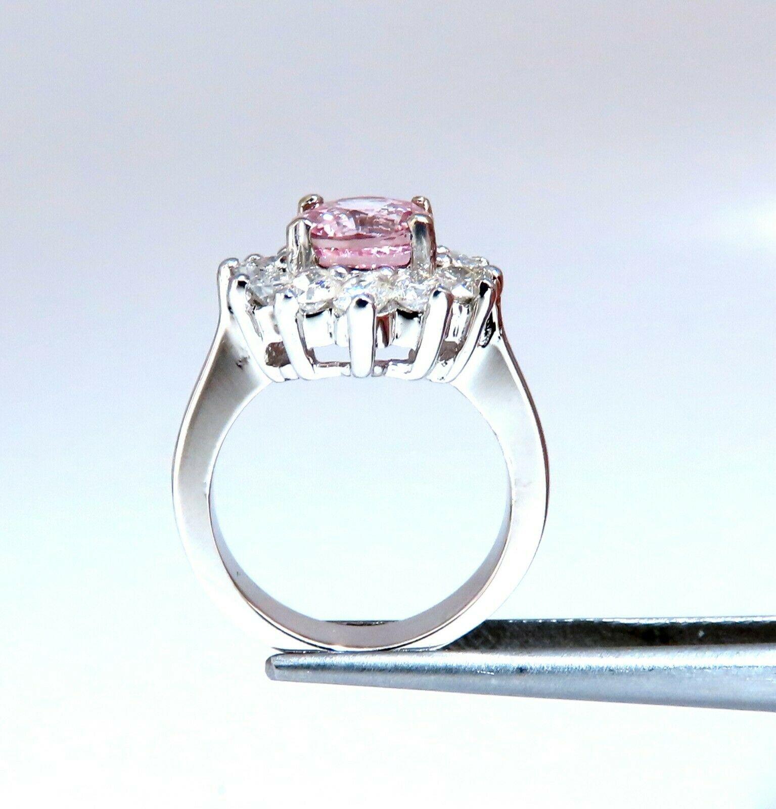 GIA Certified 3.58 Carat Natural Padparadscha Pink Sapphire Diamond Ring Fine For Sale 2