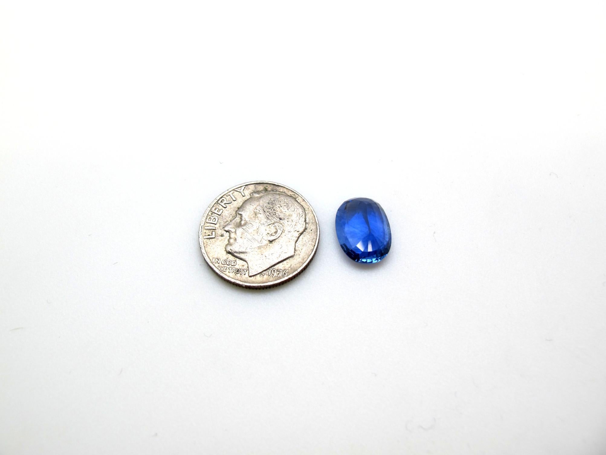 Artisan GIA Certified 3.59 Carat Oval Blue Sapphire Loose Stone