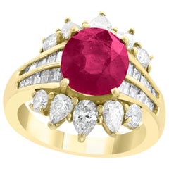 Anello in oro 18 carati certificato GIA da 3,6 carati di rubino di Burma Minor Heat e diamante