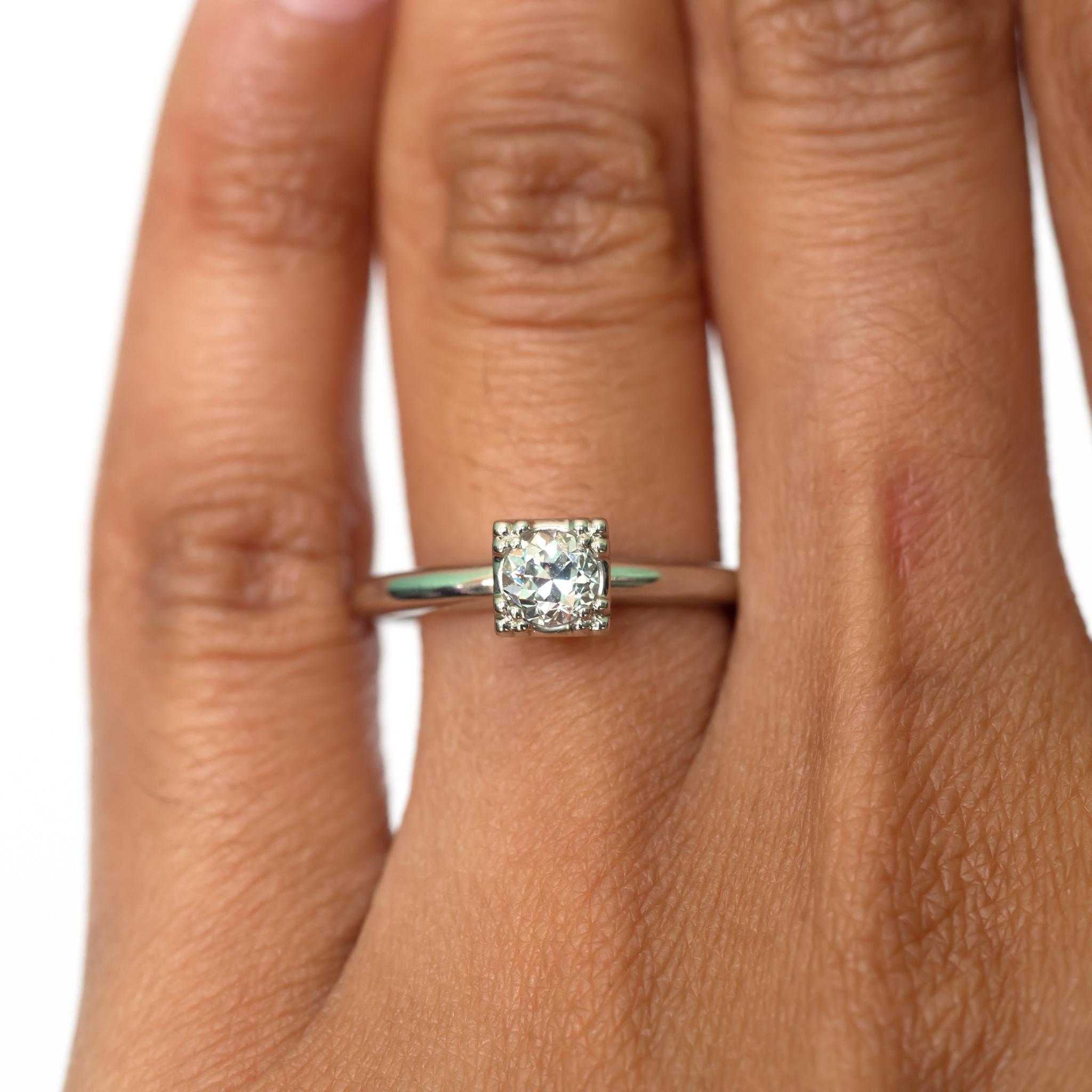 Old European Cut GIA Certified .36 Carat Diamond Platinum Engagement Ring For Sale