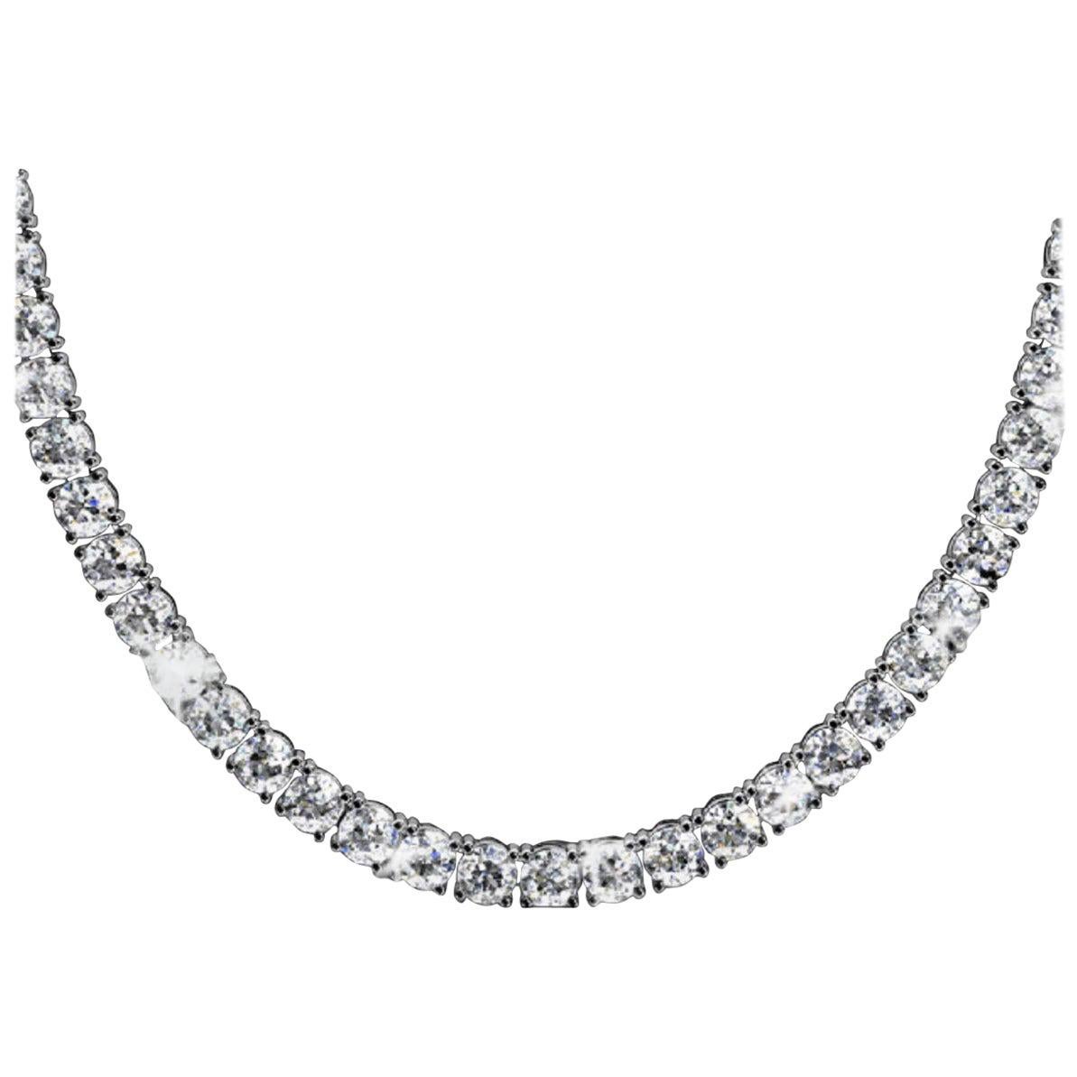 GIA Certified 36 Carat Natural Untreated Diamond Tennis Necklace