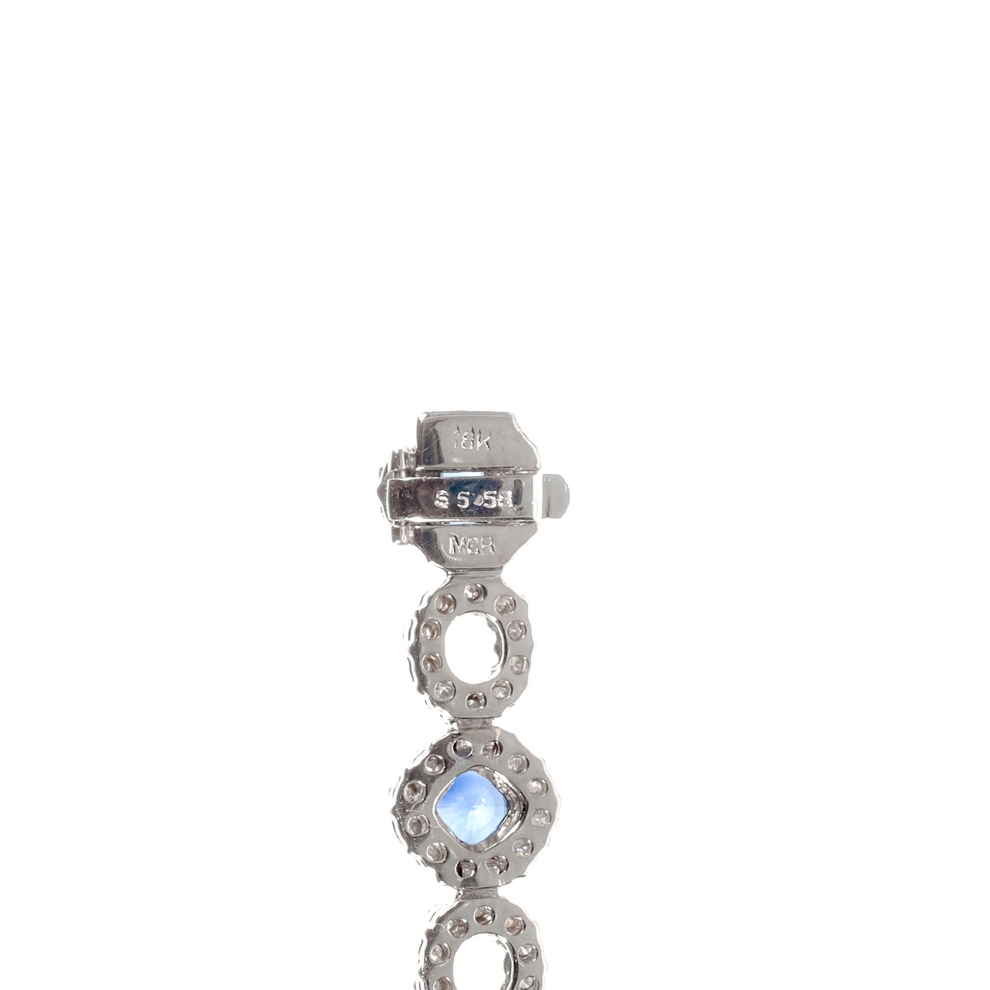 Women's GIA Certified 3.60 Carat Blue Sapphire Diamond Halo Bracelet For Sale