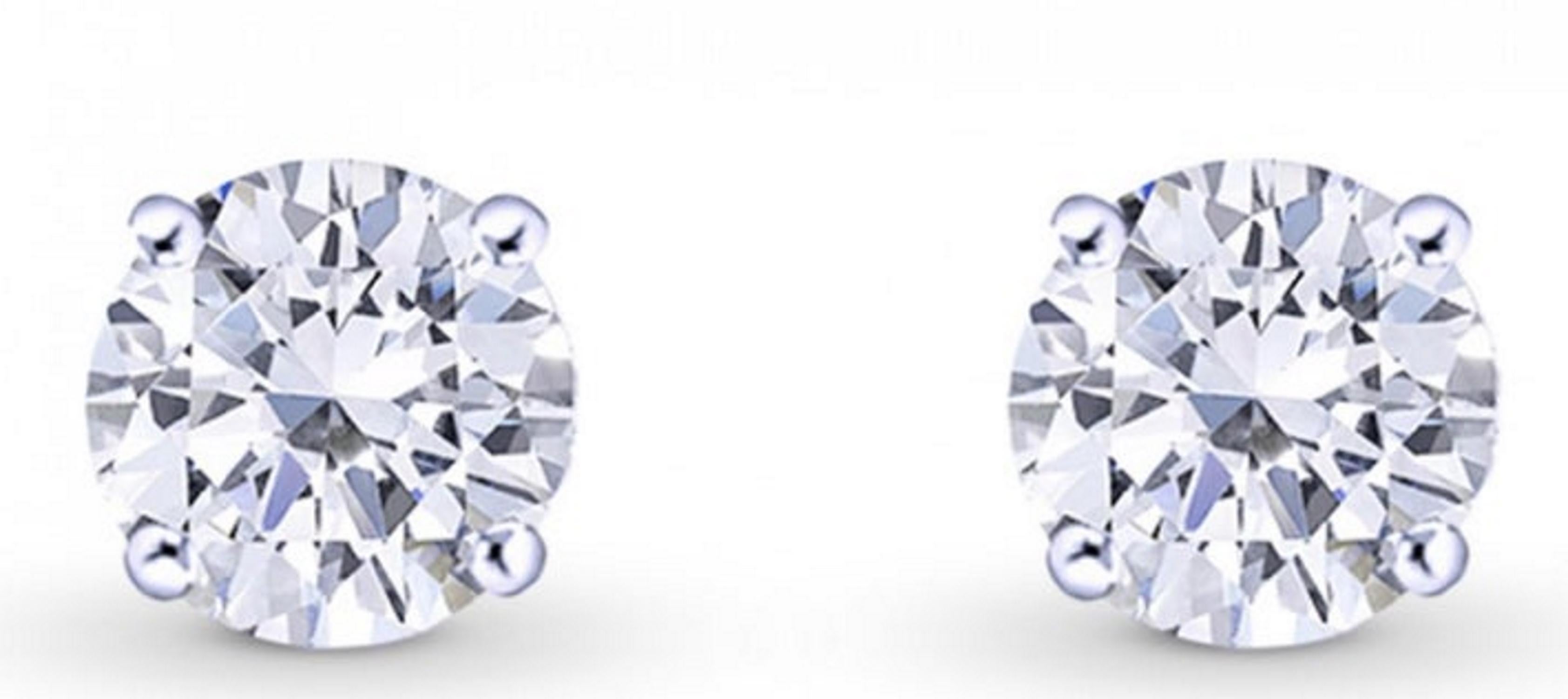 Modern GIA Certified 2 Carat Diamond Studs Set in Solid Platinum For Sale