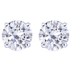 Boucles d'oreilles en platine massif, certifiées GIA, serties de diamants de 2 carats