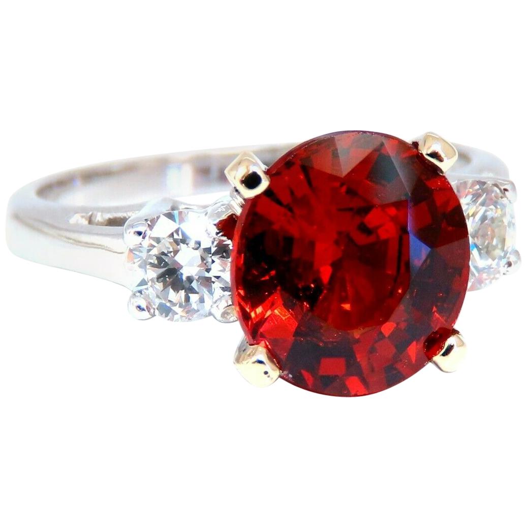 GIA Certified 3.60 Carat Natural Spessartite Garnet Ring Red Orange Prime