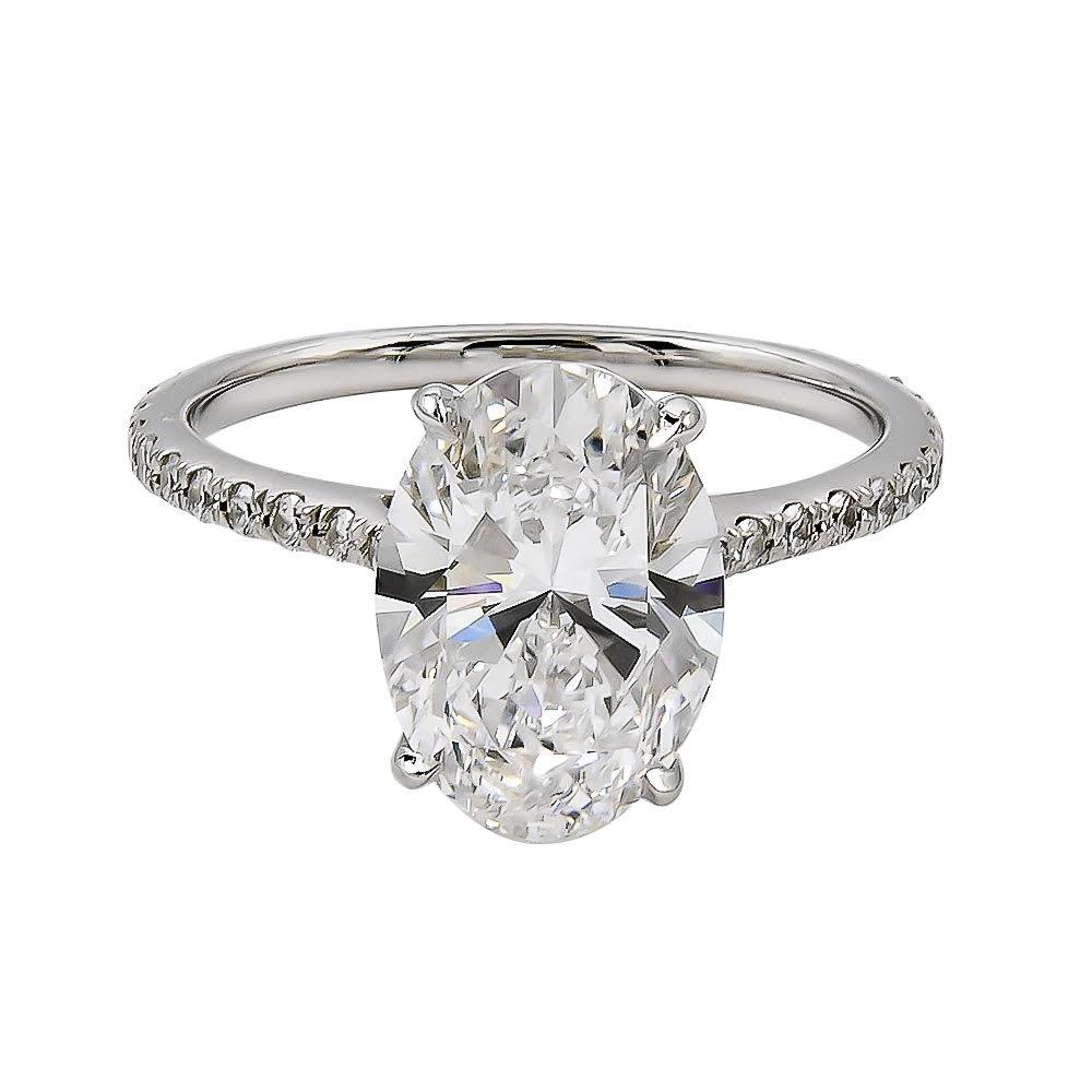 Modern GIA Certified 3.60 Carat Oval Brilliant  Diamond Engagement Ring