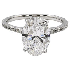 GIA Certified 3.60 Carat Oval Brilliant  Diamond Engagement Ring