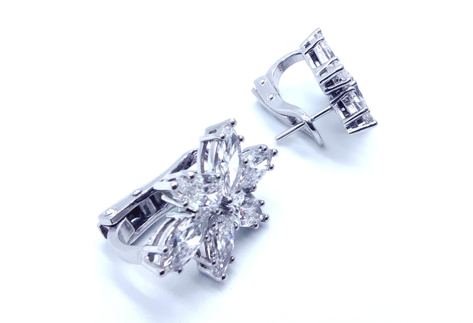 GIA-zertifizierte 3,60 Karat birnenförmige und marquiseförmige Diamant-Ohrringe aus 18 Karat Weißgold im Zustand „Neu“ im Angebot in Rome, IT