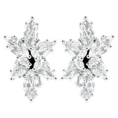 GIA Certified 3.60 Carat Pear and Marquise Shape Diamond 18K White Gold Earrings