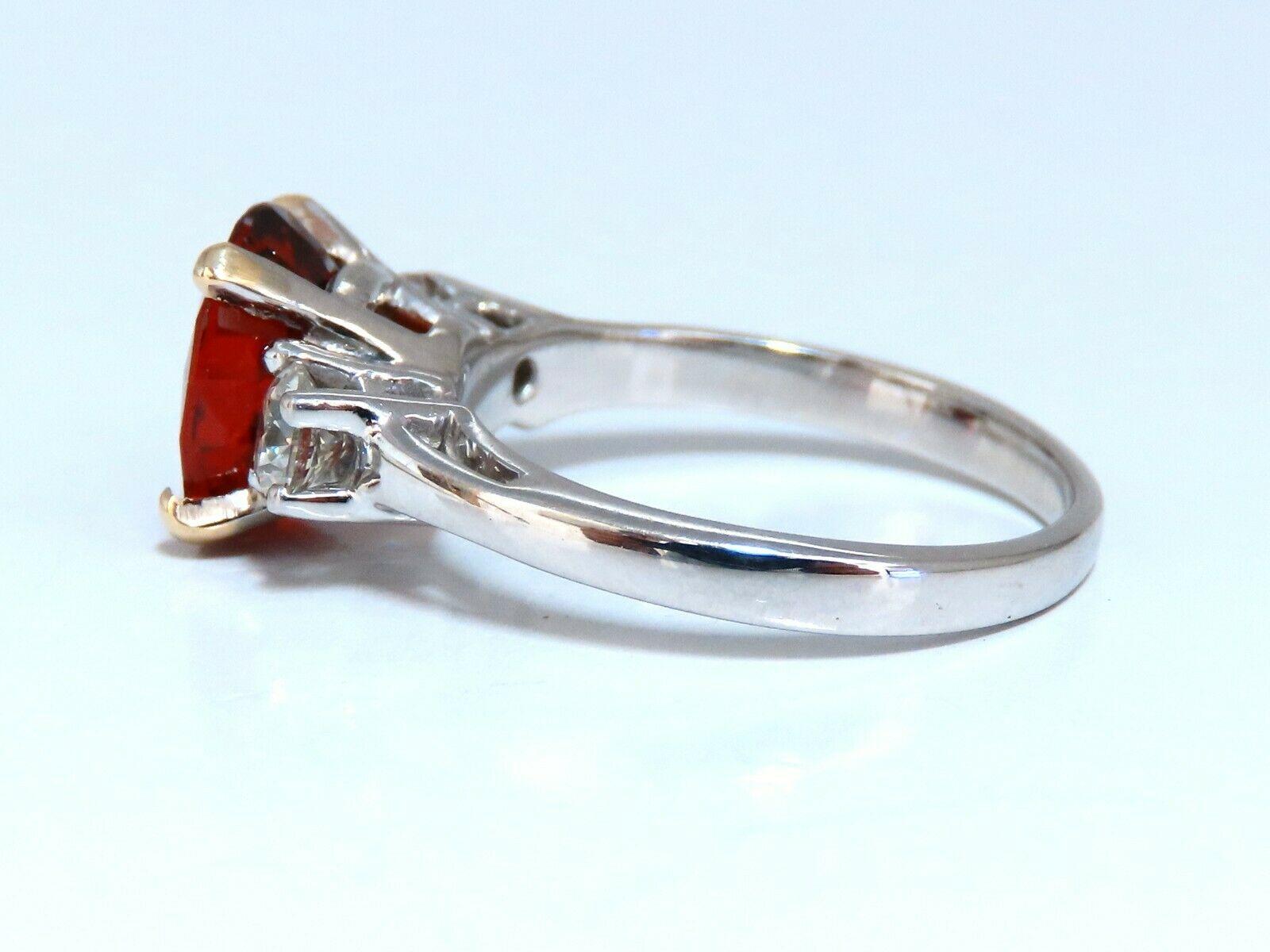 GIA Certified 3.60 Carat Natural Spessartite Garnet Ring Red Orange Prime For Sale 1