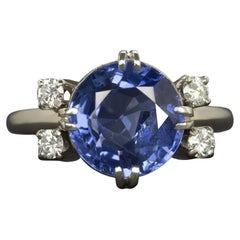 GIA Certified 3.61 Carat Ceylon Sapphire and Diamond Platinum Cocktail Ring