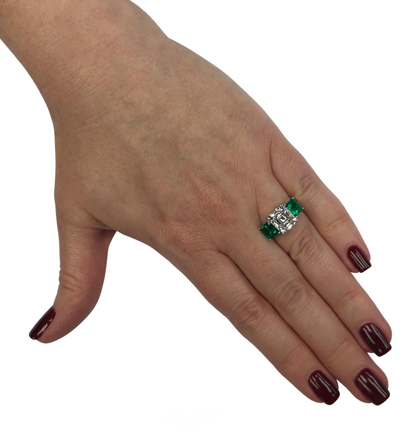 Emerald Cut Vivid Diamonds Certified 3.61 Carat Diamond Emerald Ring