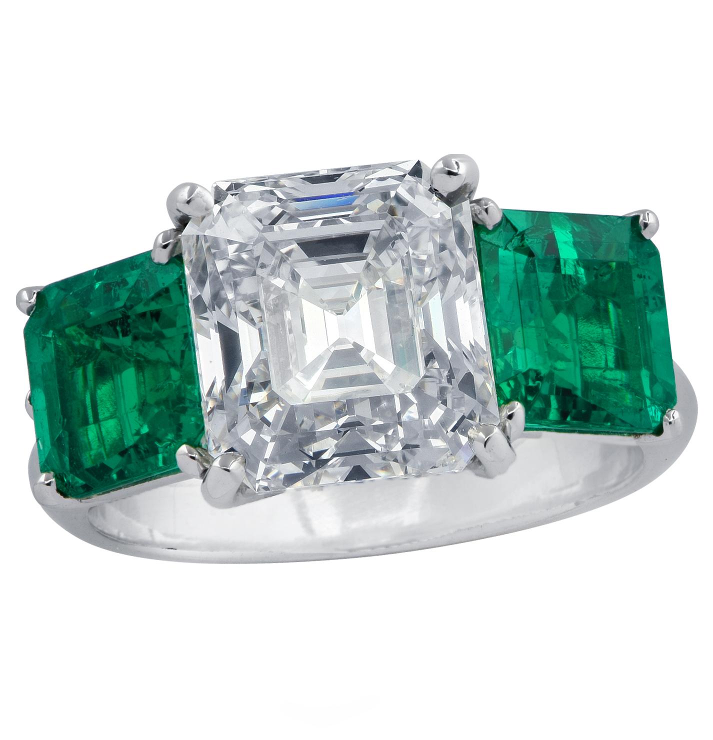 Vivid Diamonds Certified 3.61 Carat Diamond Emerald Ring