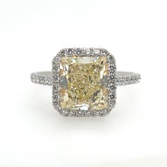 GIA Certified 3.61 Carat Natural YZ Light Yellow VS2 Diamond Plt Engagement Ring