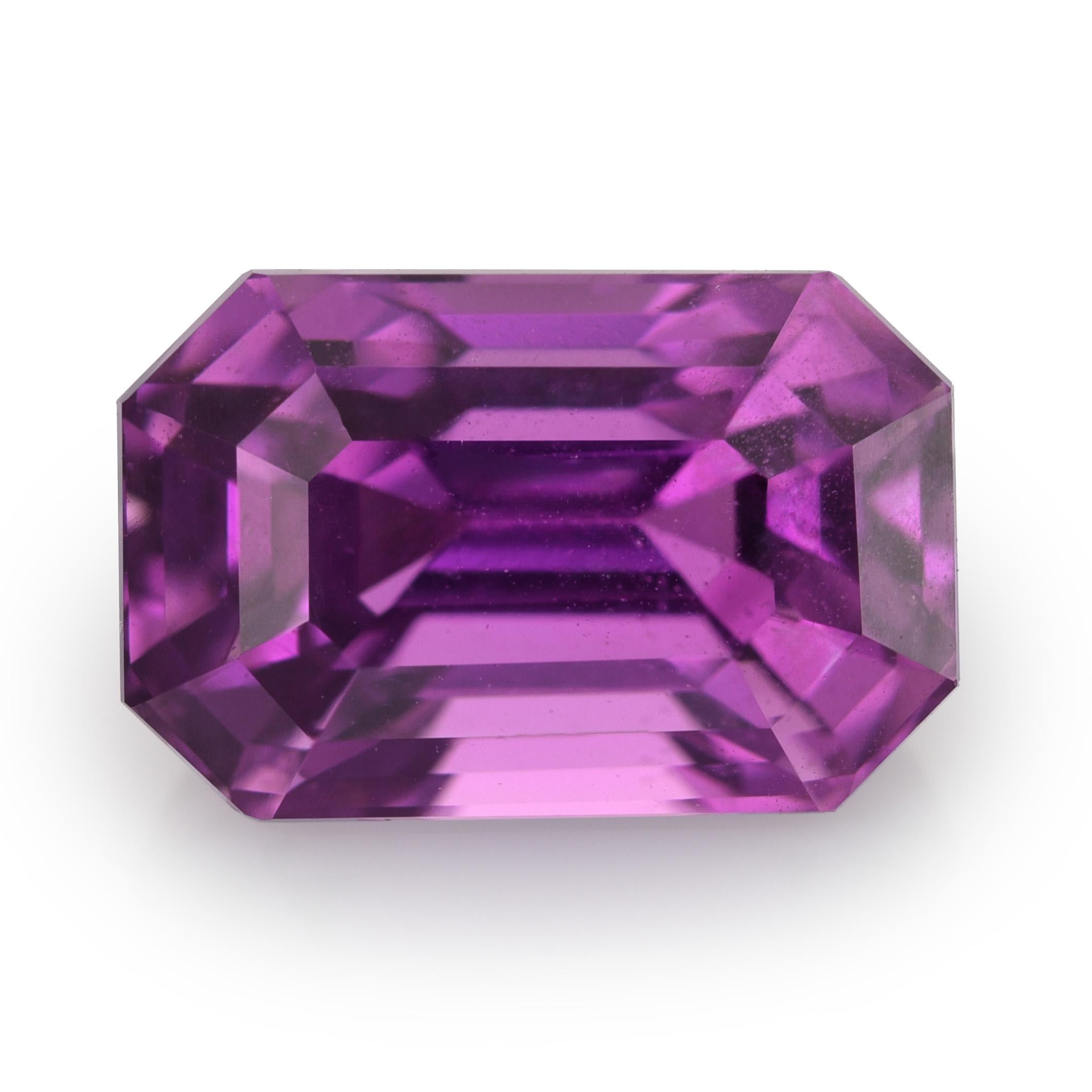 Women's or Men's GIA Certified 3.62 Carats Unheated Purple Sapphire For Sale
