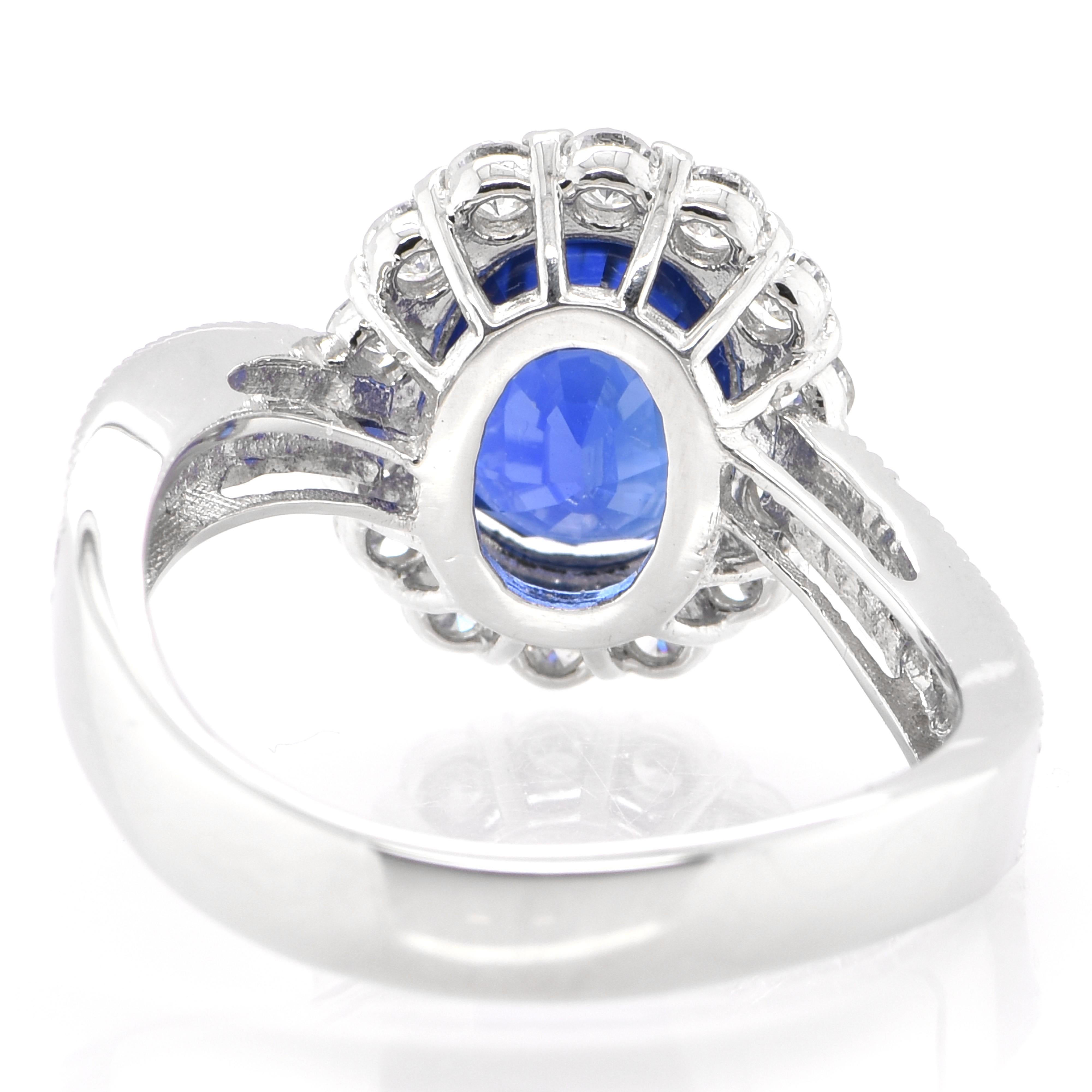 Gia Certified 3.64 Carat Natural Royal Blue Ceylon Sapphire Ring Set in Platinum In New Condition In Tokyo, JP