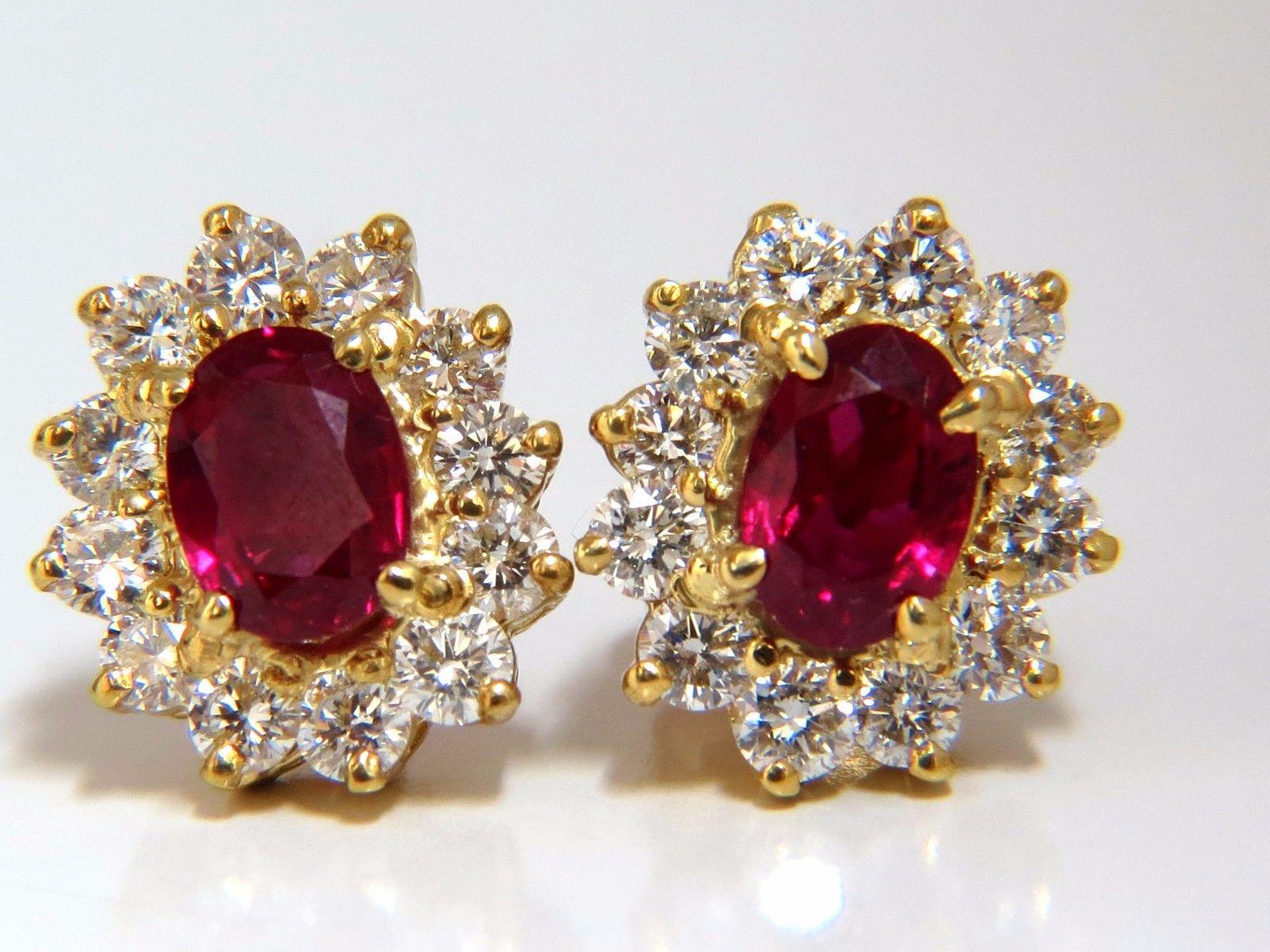 GIA Certified 3.64 Carat Natural Ruby Diamond Earrings 18 Karat In New Condition In New York, NY