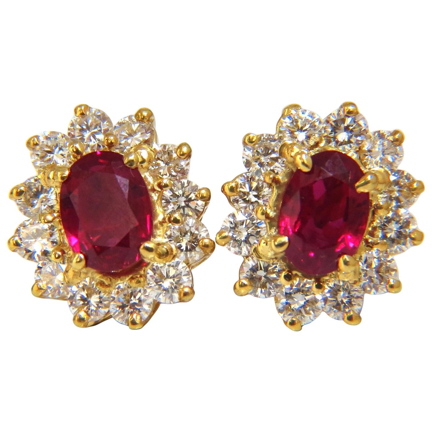 GIA Certified 3.64 Carat Natural Ruby Diamond Earrings 18 Karat