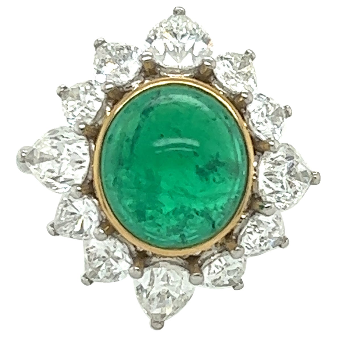 Platin-Cocktailring mit GIA-zertifiziertem 3,65 Karat kolumbianischem Smaragd und Diamant