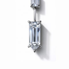 GIA Certified 3.65 Carat Total Weigh Emerald Cut Diamond Platinum Drop Pendant