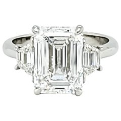 GIA Certified 3.67 Carat Emerald Cut Three-Stone Ring GIA Certified 3.67 Carat Emerald Cut Three-Stone Ring