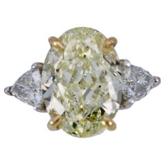 GIA Certified 3.67 Carat Light Yellow Diamond 18K White Gold Solitaire Ring