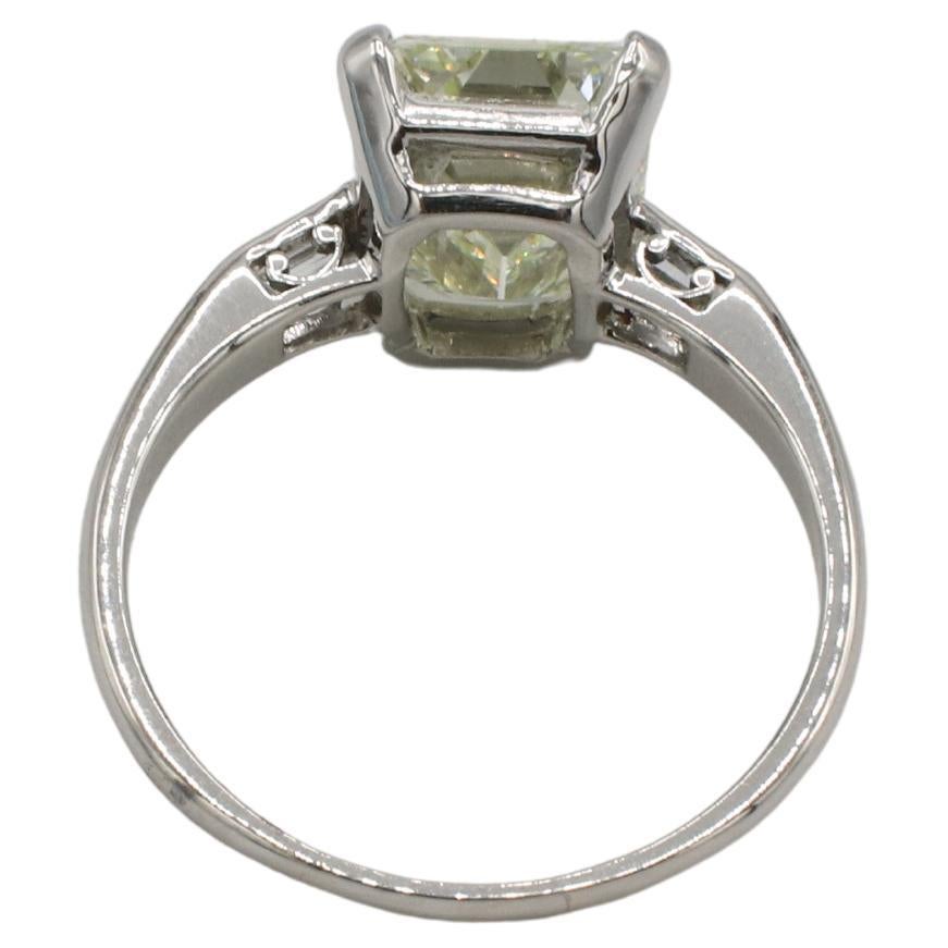 GIA Certified 3.67 Carat M VS2 Emerald Cut Natural Diamond Engagement Ring In Excellent Condition For Sale In  Baltimore, MD