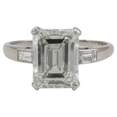 GIA Certified 3.67 Carat M VS2 Emerald Cut Natural Diamond Engagement Ring
