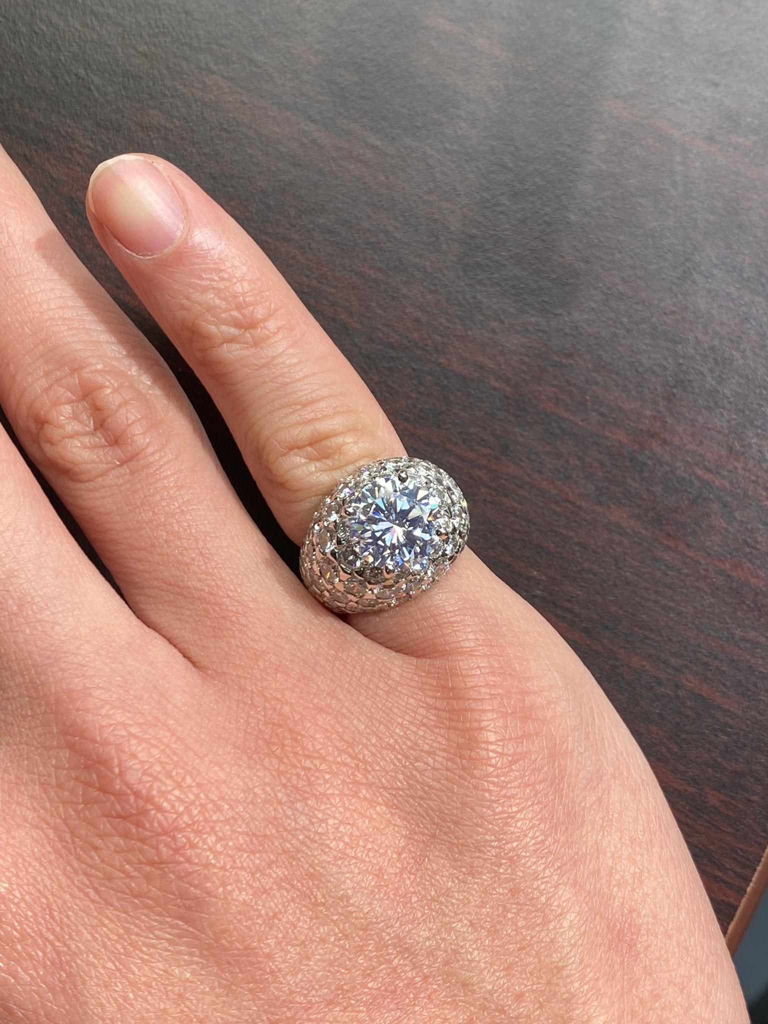 GIA zertifiziert 3,67 Karat runde Diamant Dome Pinky Ring 4