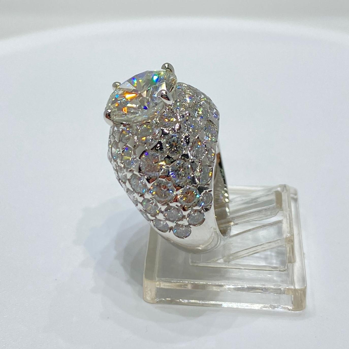 GIA zertifiziert 3,67 Karat runde Diamant Dome Pinky Ring (Zeitgenössisch)