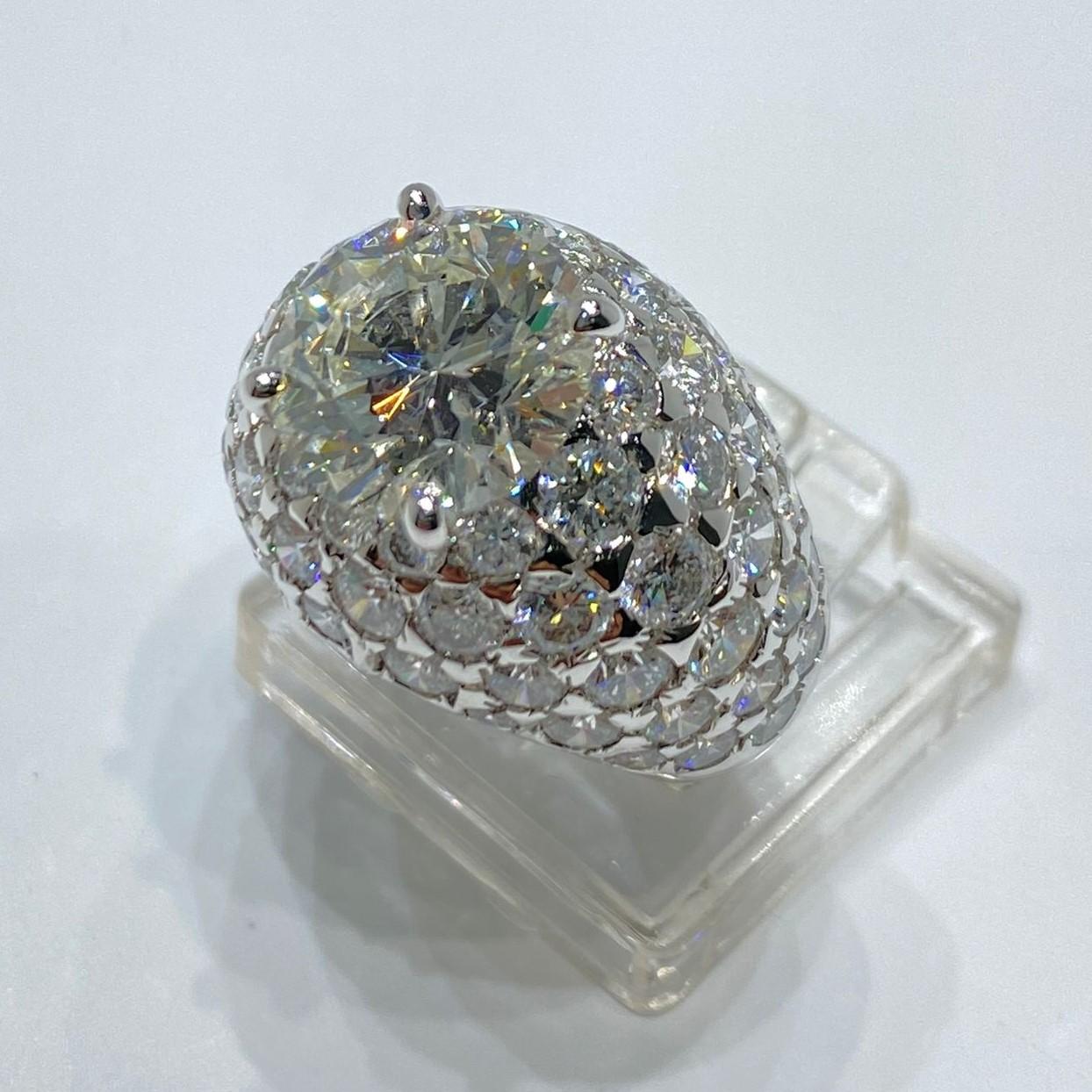 GIA zertifiziert 3,67 Karat runde Diamant Dome Pinky Ring im Zustand „Neu“ in Hong Kong, HK