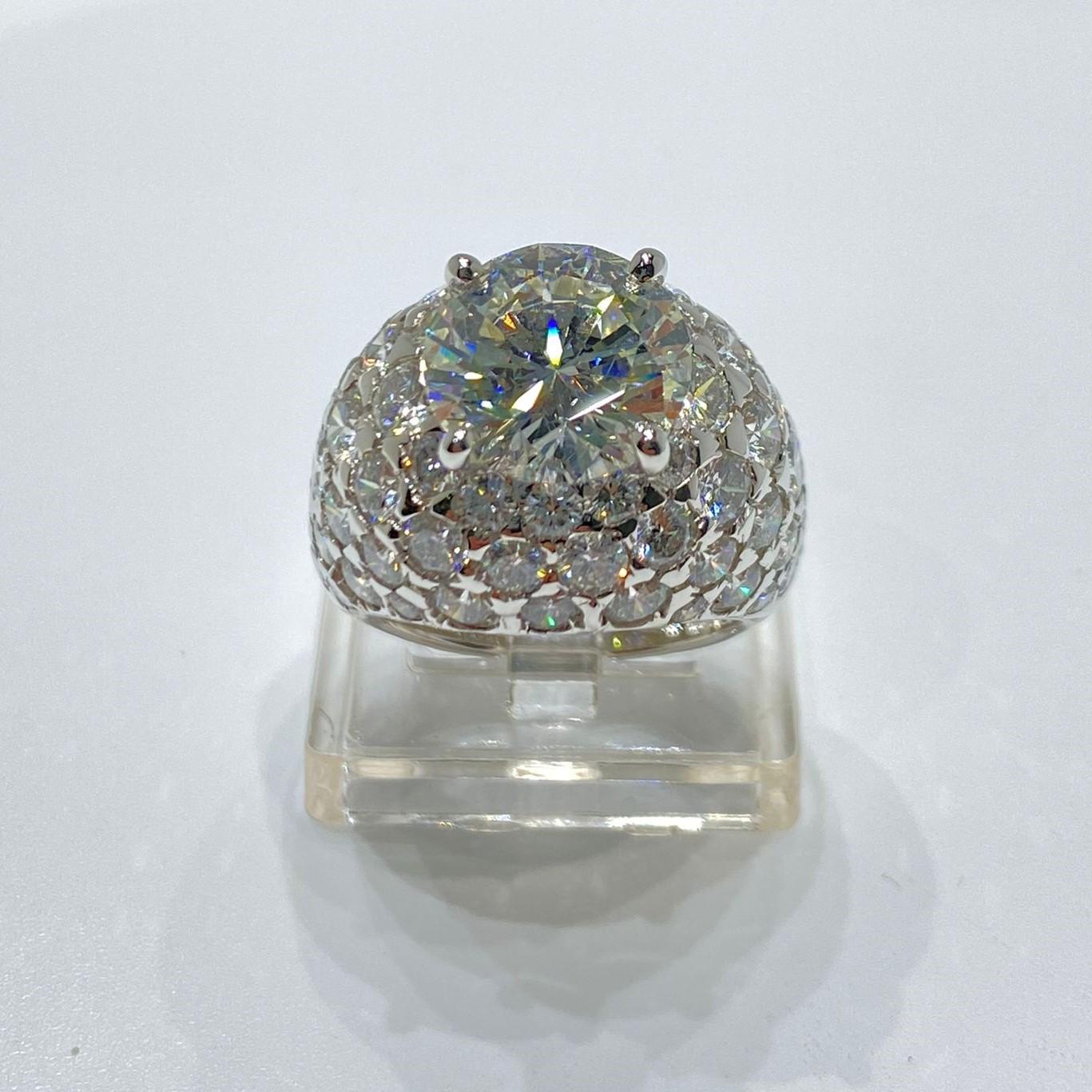 GIA zertifiziert 3,67 Karat runde Diamant Dome Pinky Ring Damen